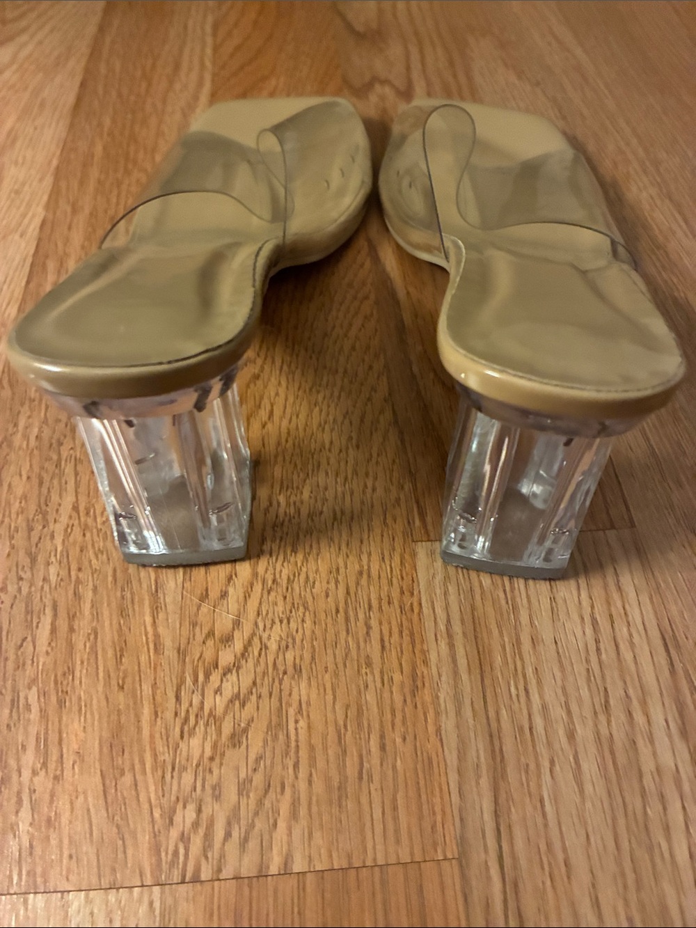 Clear Strap Nude Slide Heels for Women - Picture 7 of 8